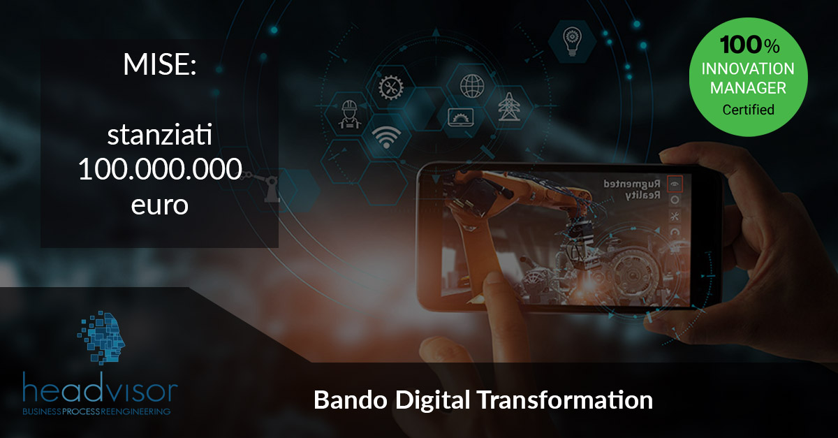 Bando Digital Transformation: stanziati 100.000.000 euro