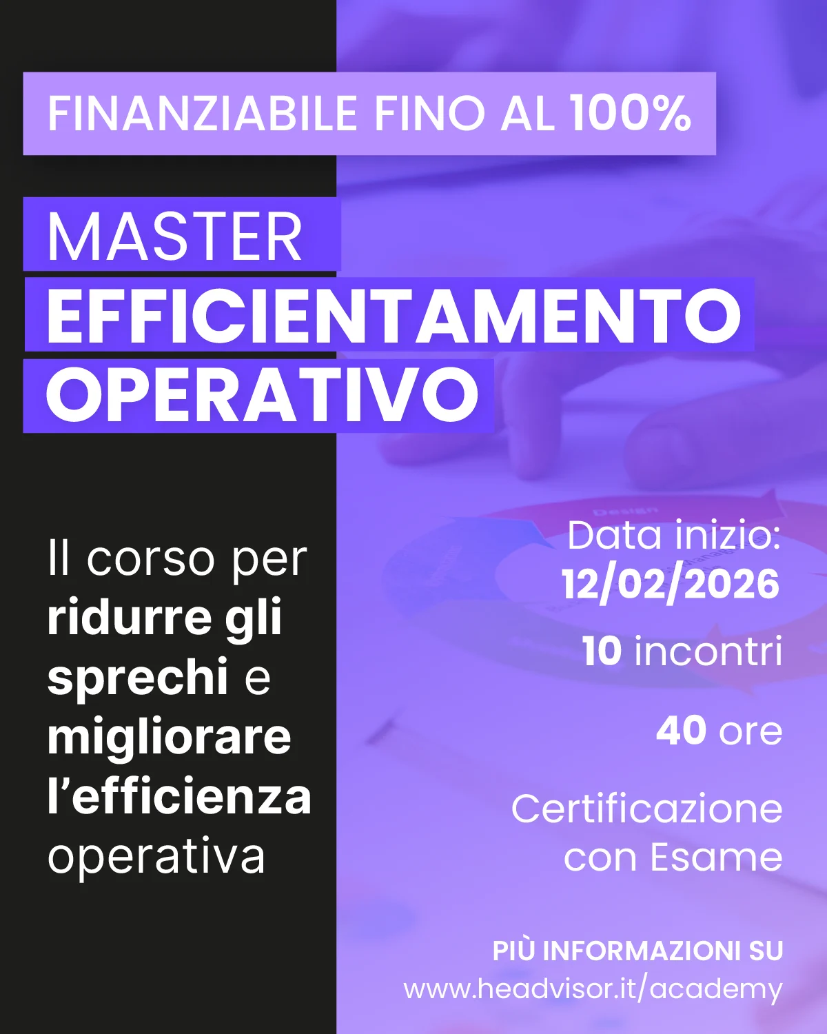 Gli obiettivi del Master Efficientamento Operativo - Headvisor